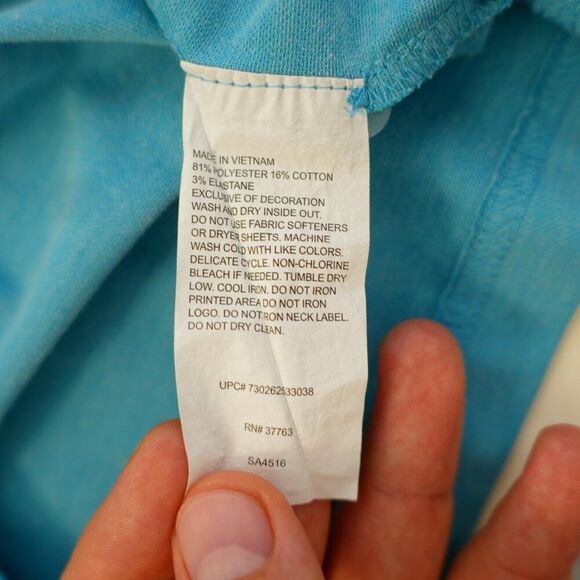 Callaway Teal Striped XL Polo Shirt Short Sleeve Collared Polyester Cotton Elast - Picture 10 of 10